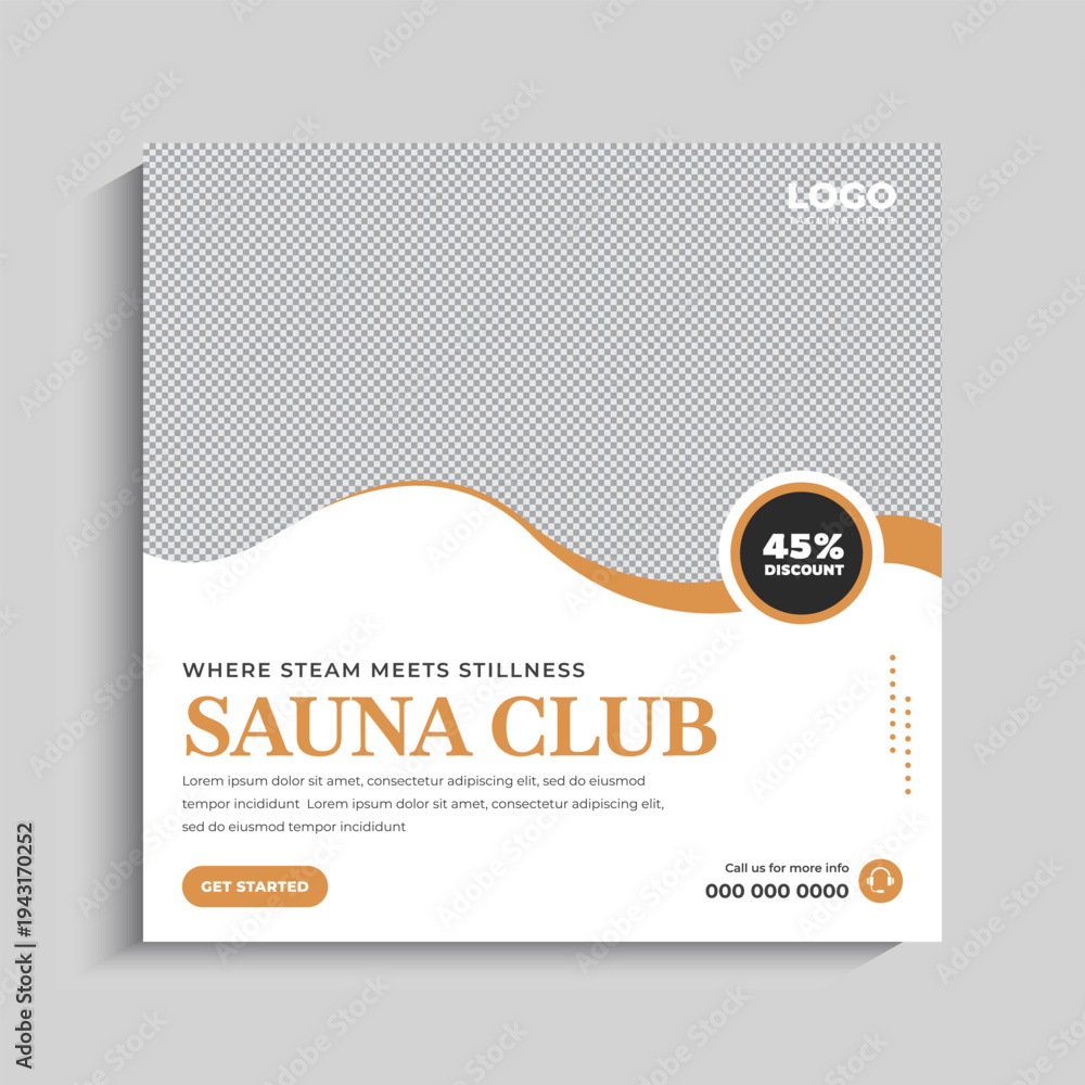 Fototapeta premium Sauna Social Media Instagram Post Banner Template