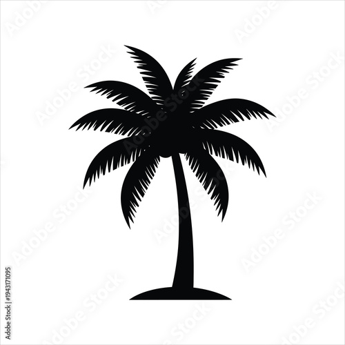 Silhouette icon of a palm tree, symbolizing tropical, vacation, and beach destinations