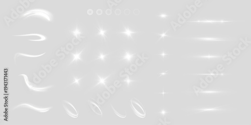 Glowing Light Effects Sparkle Overlay. Abstract Shine Dust and Sparkle Background. Glowing light effects with sparkling particles and soft dust isolated on transparent background.
