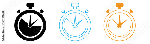 Stopwatch icons in black blue and orange