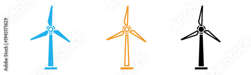 Wind turbines in different colors