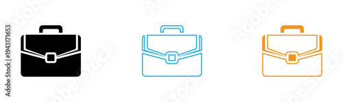 Briefcase icons in black blue and orange