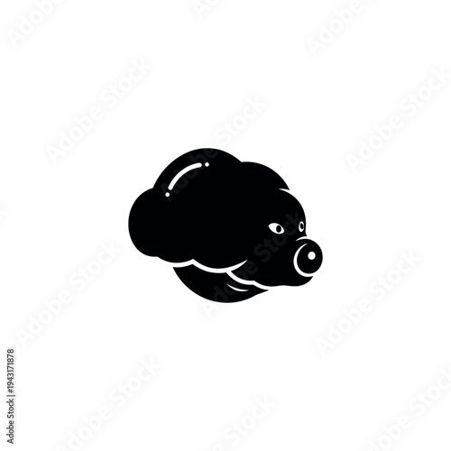 Black Pig Head Silhouette Illustration.