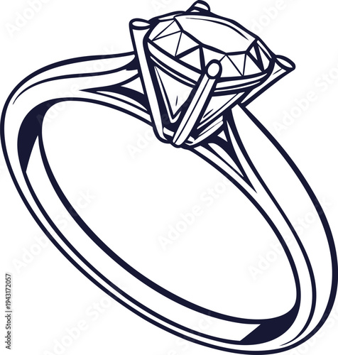  A timeless diamond ring illustration, perfectly capturing the elegance and sparkle of a precious gemstone.