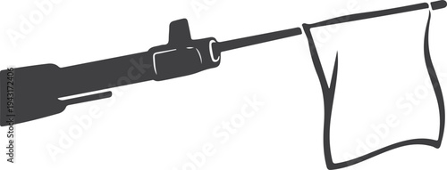 Gun Barrel With White Flag Symbol Of Surrender And Peace Minimal Silhouette Vector