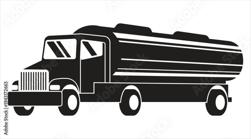 Black silhouette of a fuel tanker truck