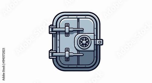 A heavy, metallic, rounded-corner door with secure locking mechanisms