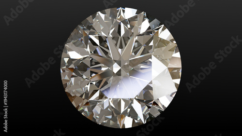 Round Brilliant White Diamond on Black Gradient, Crisp round-cut white diamond with sharp facets and high sparkle. Ideal for luxury branding, ads, and fine jewelry visuals.