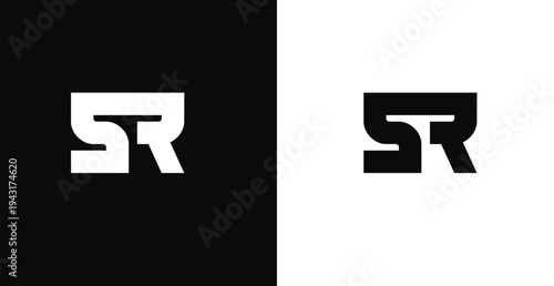 A stylized SR logo presented in both black and white colors on contrasting backgrounds
