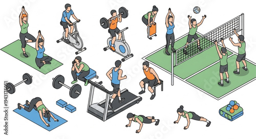 People Exercising and Playing Sports.