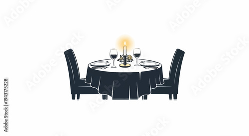 Candlelit table for two with wine glasses and roses