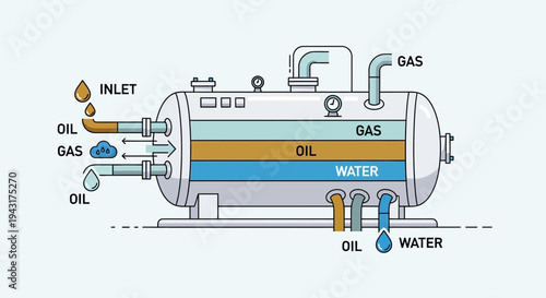Industrial Separator Vessel for Oil Gas and Water.