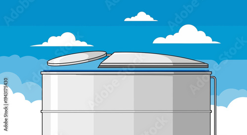 Large industrial storage tank with domed lid.