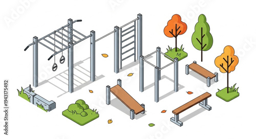 Outdoor Fitness Equipment and Benches.