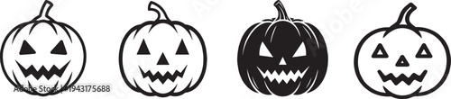Simple pumpkin for Halloween icon, black and white, Vector design.