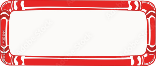 Red and white wavy border frames a blank white space