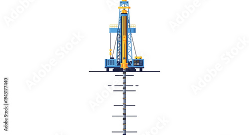 Oil Rig Drilling Deep Into The Earth.