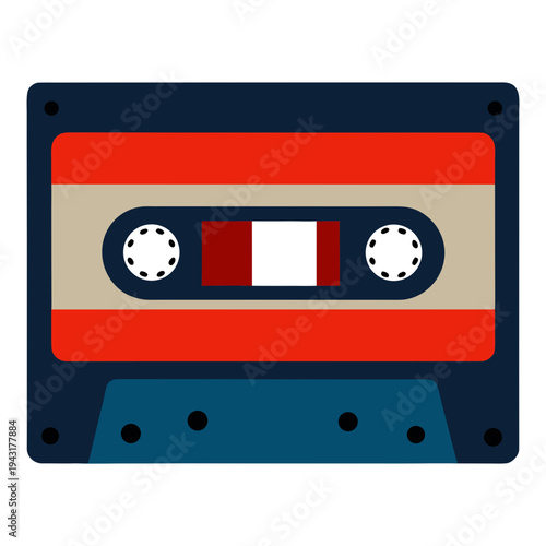 Retro Cassette Tape Vector Illustration | Vintage Audio Music Icon Design