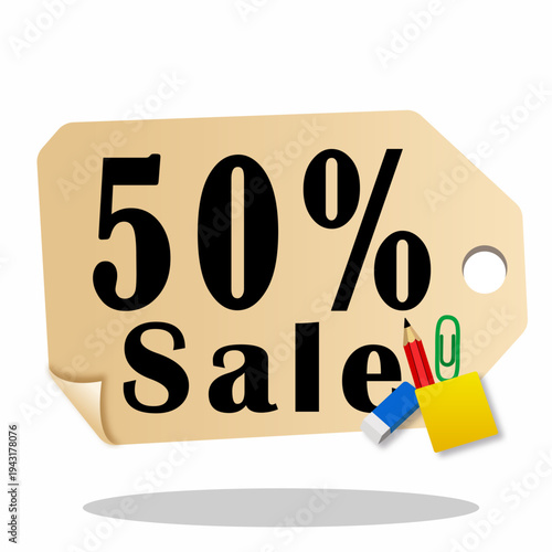 An illustration of a discount coupon for school supplies.