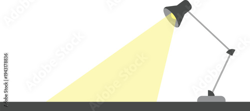 Minimalist Desk Lamp with Yellow Light Beam on Table – Modern Workspace Vector Illustration