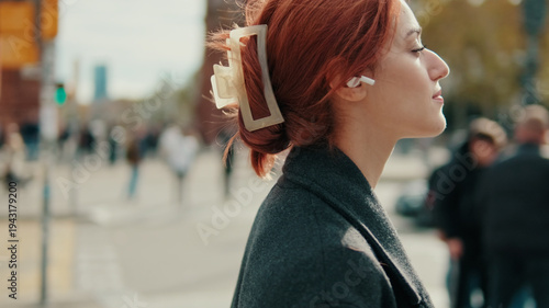 Profile Of Woman On Street With Hair Accessory
