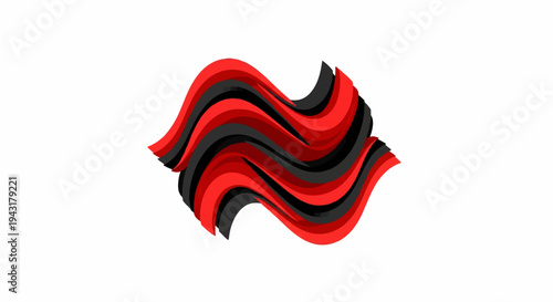 Intertwined waves of red and black, creating a dynamic, flowing abstract