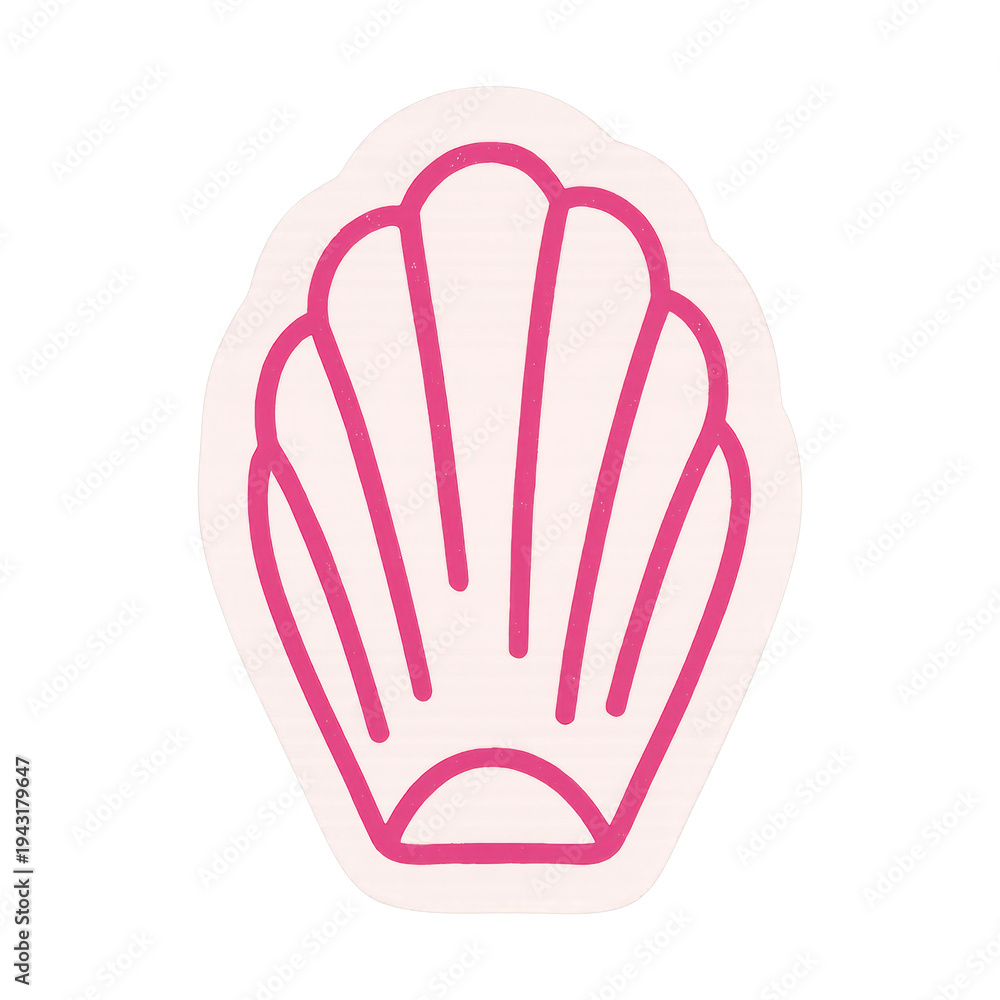Obraz premium PNG Pink seashell line art illustration.
