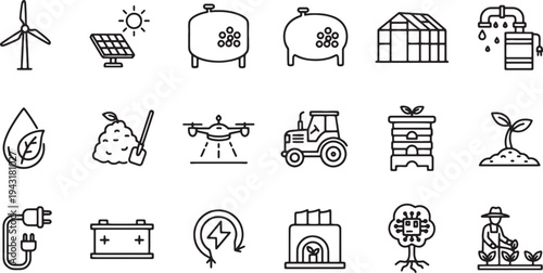 Eco friendly sustainable agriculture icons