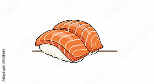 Two delicious salmon nigiri sushi pieces on a platter