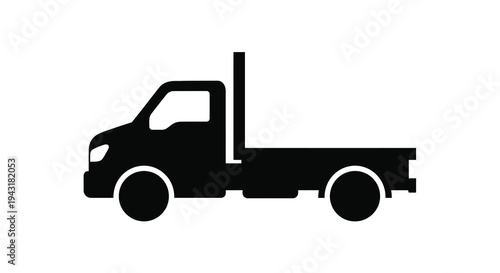 A black silhouette of a pickup truck shown in profile
