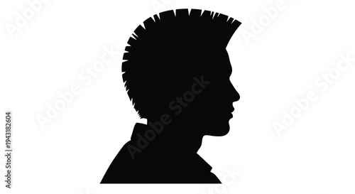 Profile of a person with a mohawk hairstyle black silhouette