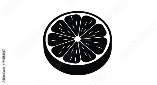 A striking black silhouette of a halved citrus fruit