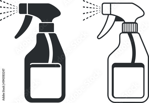 Spray bottles cleaning products isolated on white background flat design vector illustration