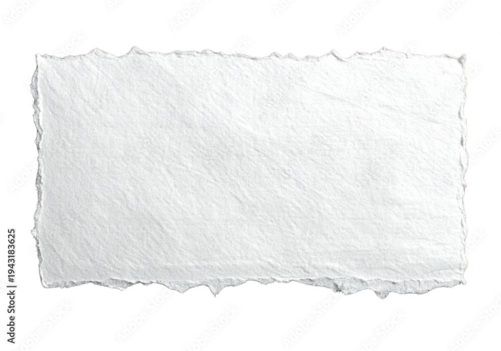 Fototapeta premium Rough textured paper sheet isolated PNG, handmade deckle edge paper for graphic design and scrapbooking
