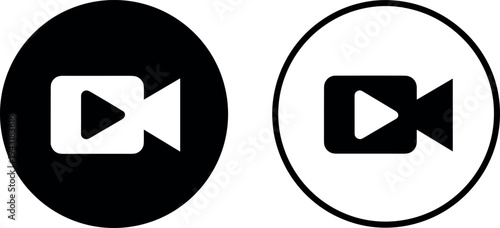 Play and pause media buttons flat design vector illustration isolated on circle background