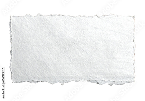 Rough textured paper sheet isolated PNG, handmade deckle edge paper for graphic design and scrapbooking