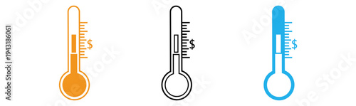Thermometer icons in orange black and blue
