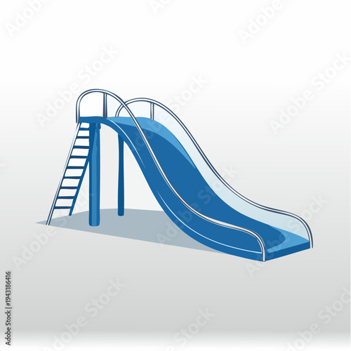 Vibrant blue playground slide illustration designed for children's outdoor recreation and summer water park entertainment