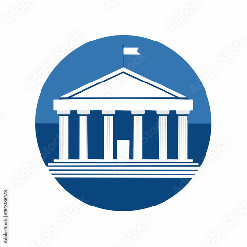 Government Building Icon Representing Civic Engagement and Public Administration