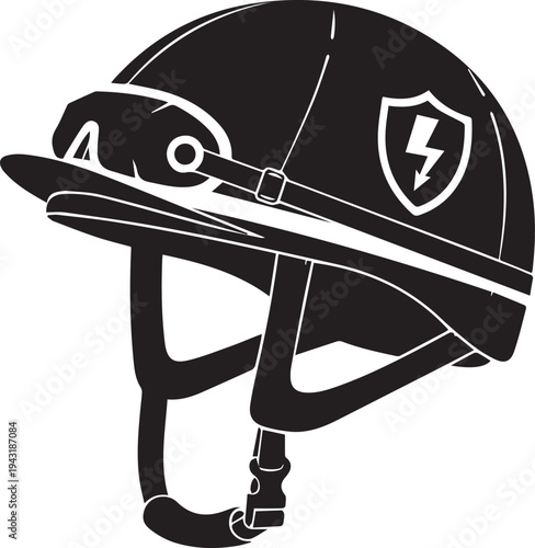 Equestrian helmet vector illustration silhouette protective riding gear sports line art cap