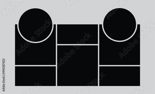 Photo collage template with circle.Moodboard grid. Photo collage template.Presentation background .Vector illustration