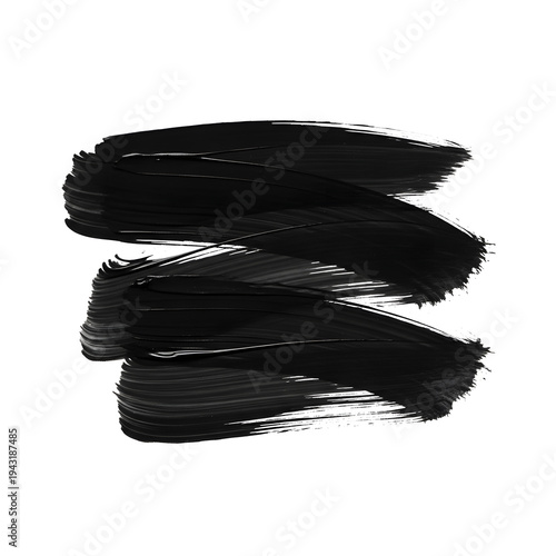 Dynamic abstract brush strokes in deep black ink on a stark background isolated on white background, illustration
