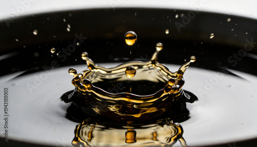Wallpaper Mural Petroleum price golden oil droplet crown splash macro reflective surface fluid motion elegant Torontodigital.ca