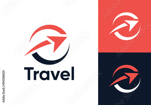 plane with globe logo. travel transportation icon vector design