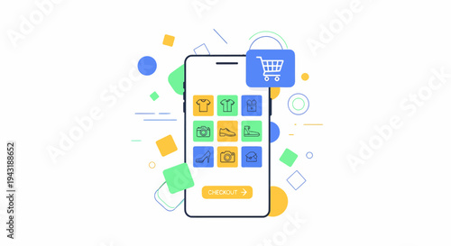 Mobile Shopping Interface With Clothes And Accessories Icons