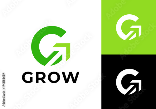 abstract letter G with arrow growth logo design