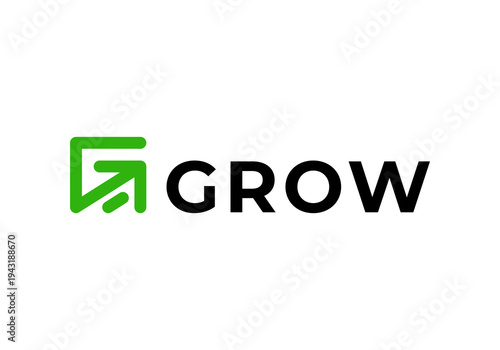 abstract letter G with arrow growth logo design