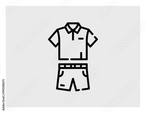 Simple Line of a Polo Shirt and Shorts Set