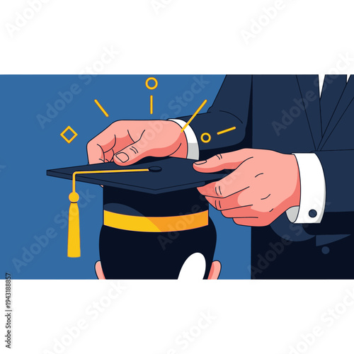 Close-up of hands holding a graduation cap with a golden tassel, symbolizing academic achievement, future success, and the completion of higher education.