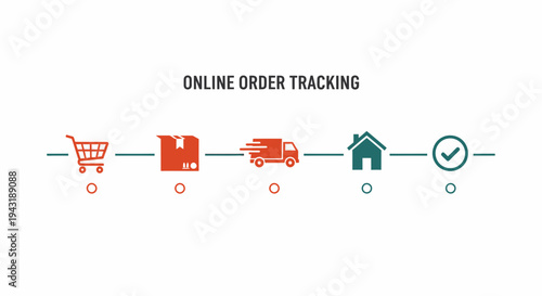 Online Order Tracking Progress Infographic For Ecommerce Illustration
